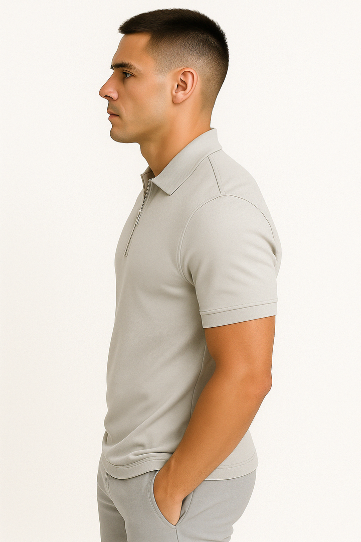 Nathan | Polo Zippé Homme Manches Courtes Marine