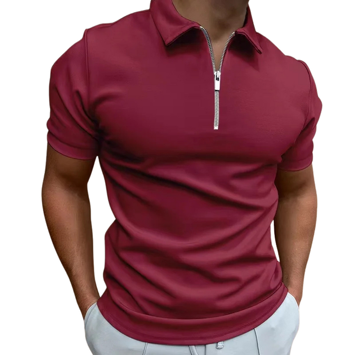 Nathan | Polo Zippé Homme Manches Courtes Marine