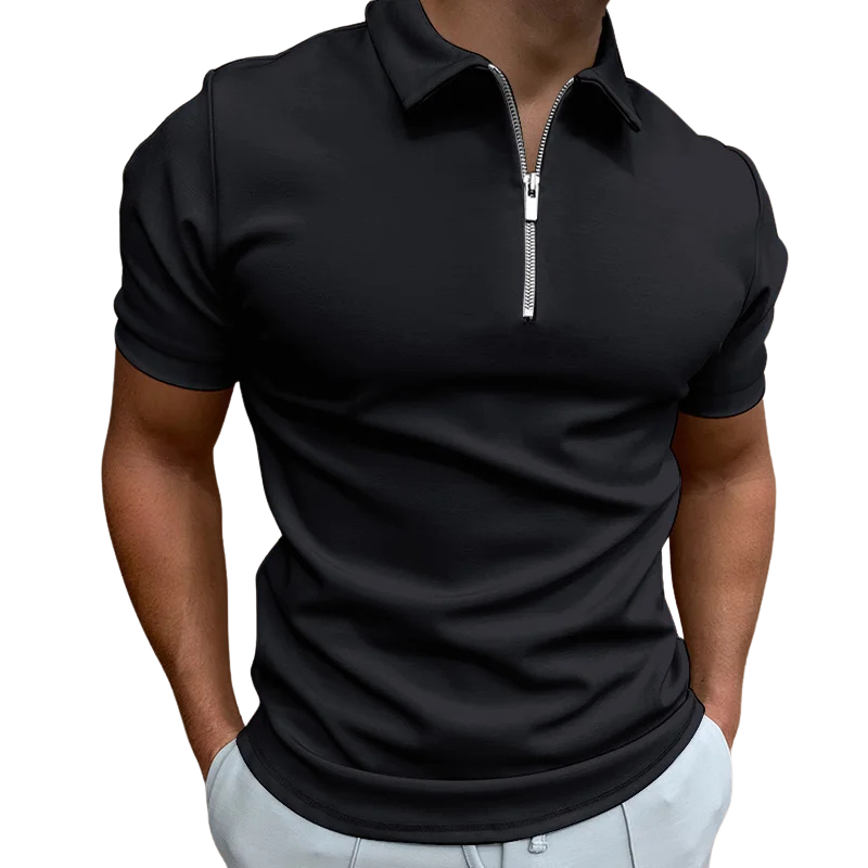 Nathan | Polo Zippé Homme Manches Courtes Marine
