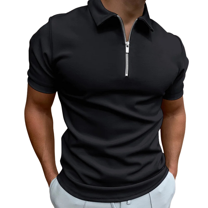 Nathan | Polo Zippé Homme Manches Courtes Marine