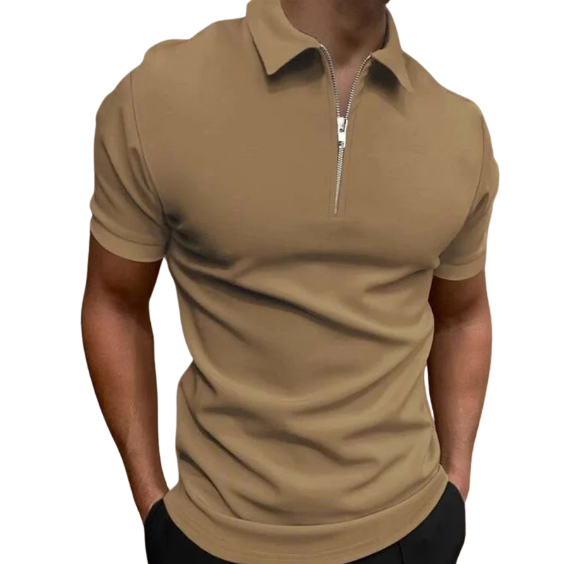 Nathan | Polo Zippé Homme Manches Courtes Marine
