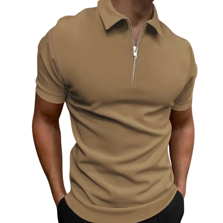 Nathan | Polo Zippé Homme Manches Courtes Marine