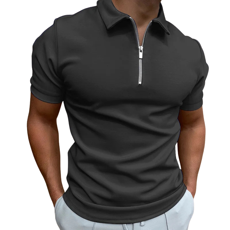 Nathan | Polo Zippé Homme Manches Courtes Marine