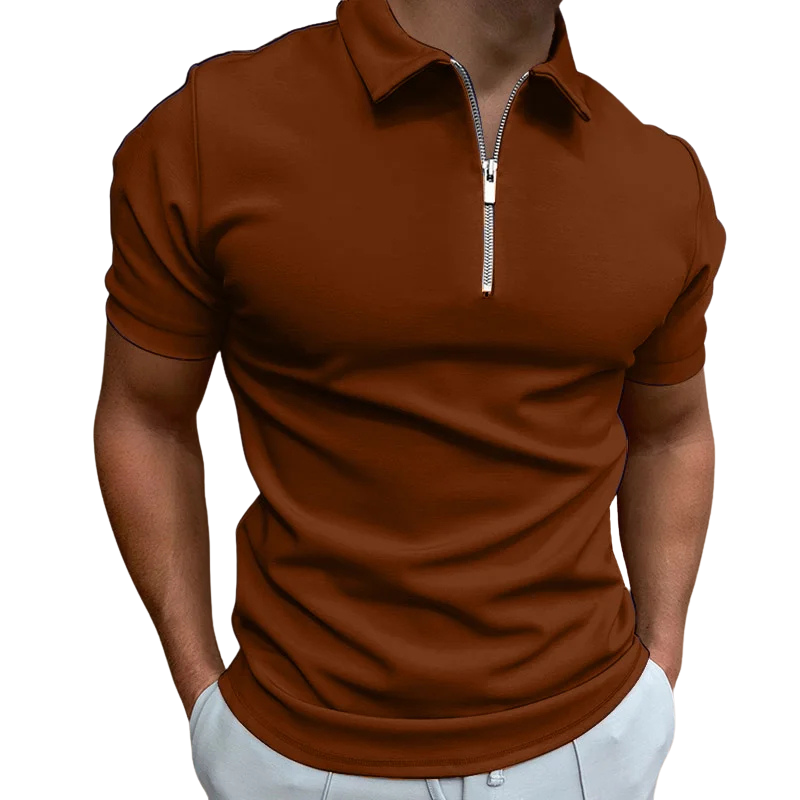 Nathan | Polo Zippé Homme Manches Courtes Marine