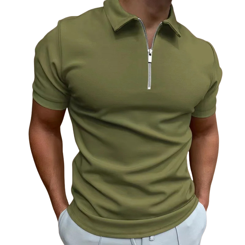 Nathan | Polo Zippé Homme Manches Courtes Marine