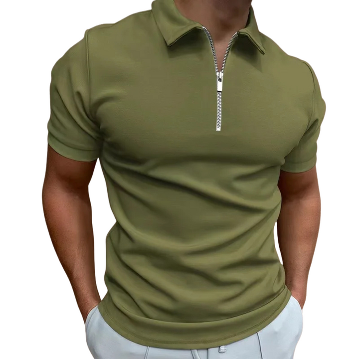 Nathan | Polo Zippé Homme Manches Courtes Marine