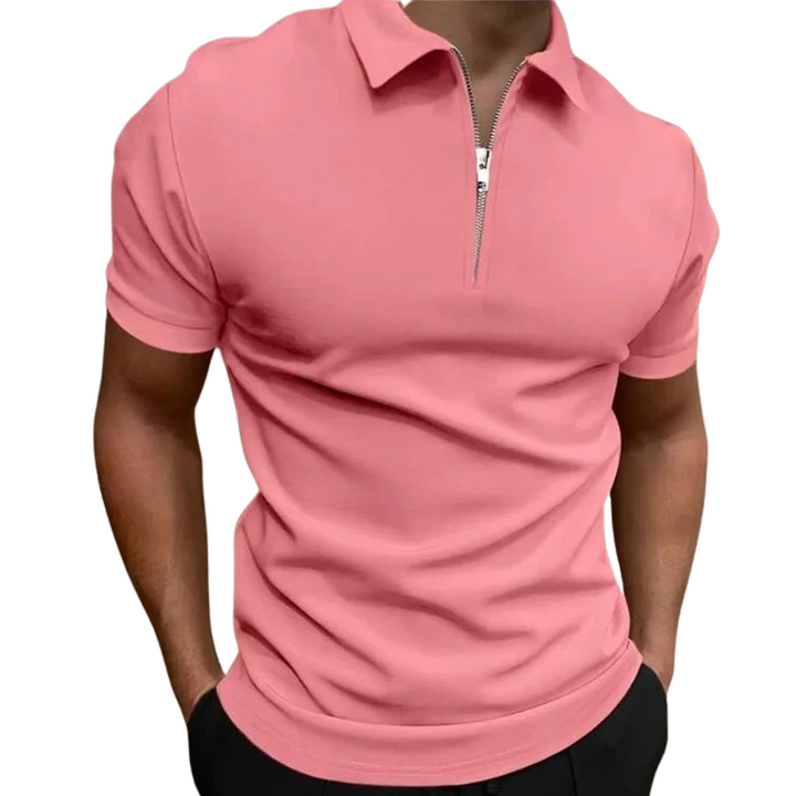 Nathan | Polo Zippé Homme Manches Courtes Marine