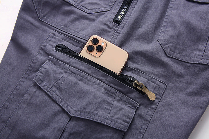 Nathan | Short Cargo Homme Noir Multi-Poches Zippées