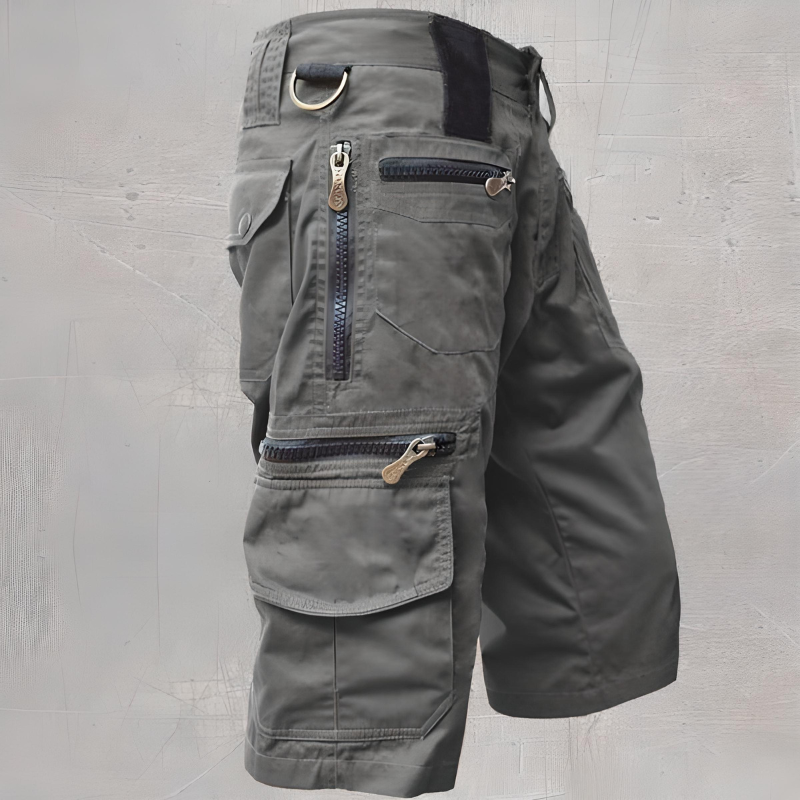 Nathan | Short Cargo Homme Noir Multi-Poches Zippées