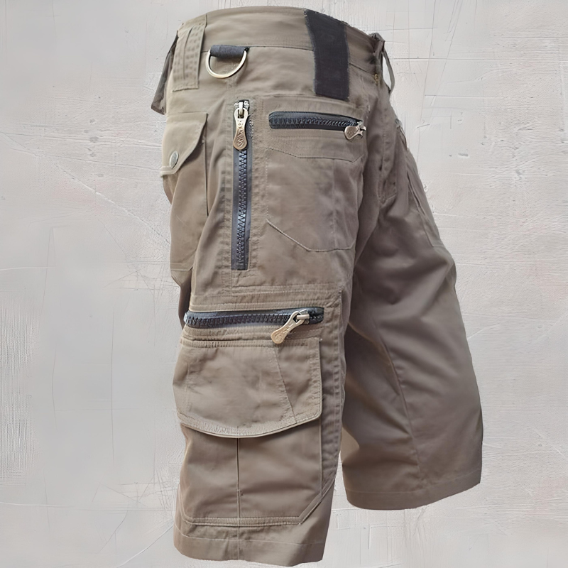 Nathan | Short Cargo Homme Noir Multi-Poches Zippées