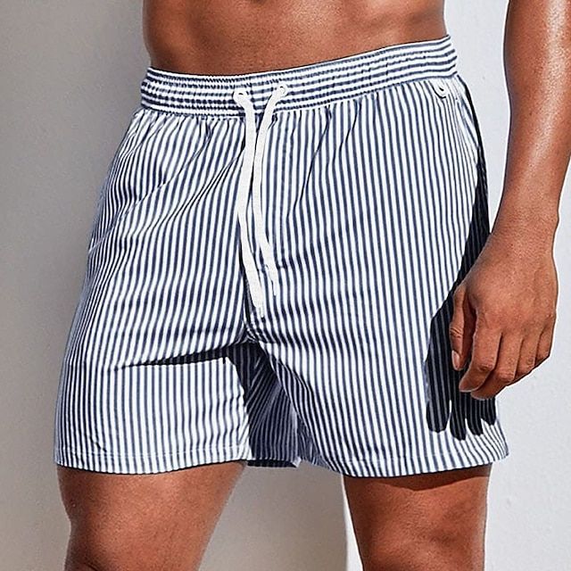 Nathan | Short de Bain Homme Rayé Bleu Blanc