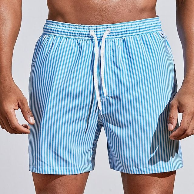 Nathan | Short de Bain Homme Rayé Bleu Blanc
