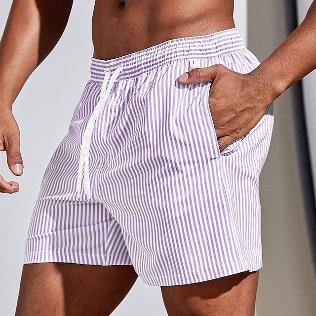 Nathan | Short de Bain Homme Rayé Bleu Blanc