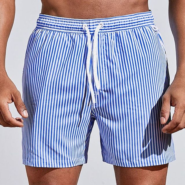 Nathan | Short de Bain Homme Rayé Bleu Blanc
