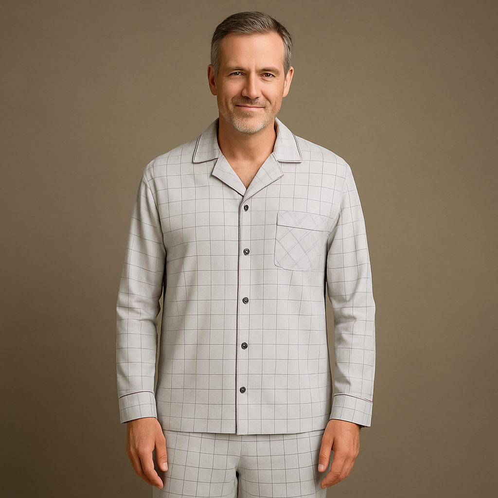 Claude | Pyjama Rayé Col Boutonné Passepoil