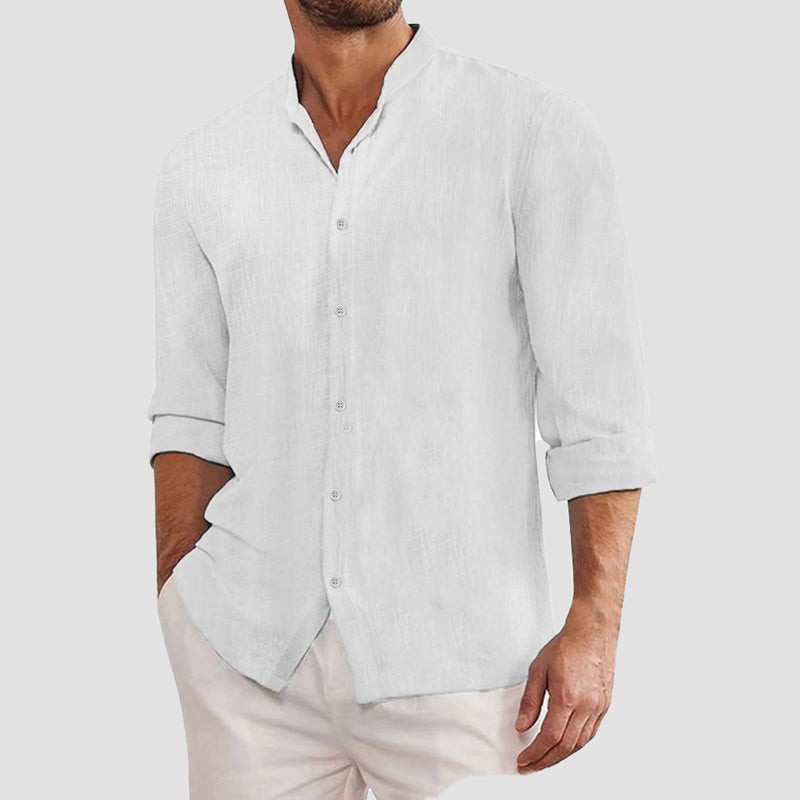 Nicolas | Chemise Homme Lin Col Mao