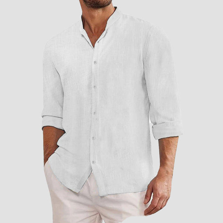 Nicolas | Chemise Homme Lin Col Mao
