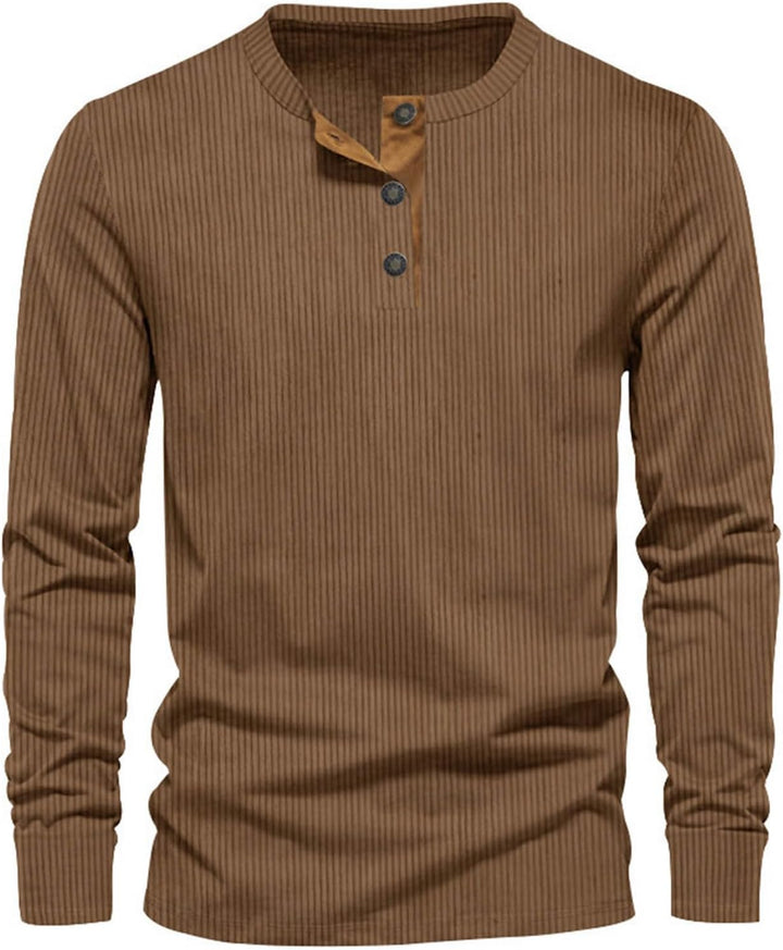 Nicolas | Henley Homme Manches Longues Bordeaux Côtelé
