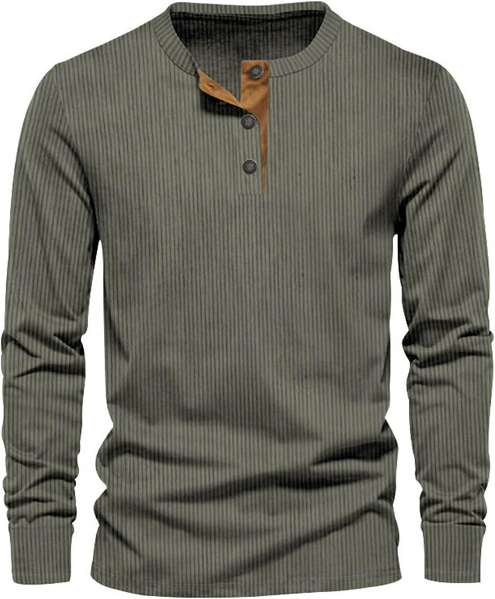 Nicolas | Henley Homme Manches Longues Bordeaux Côtelé