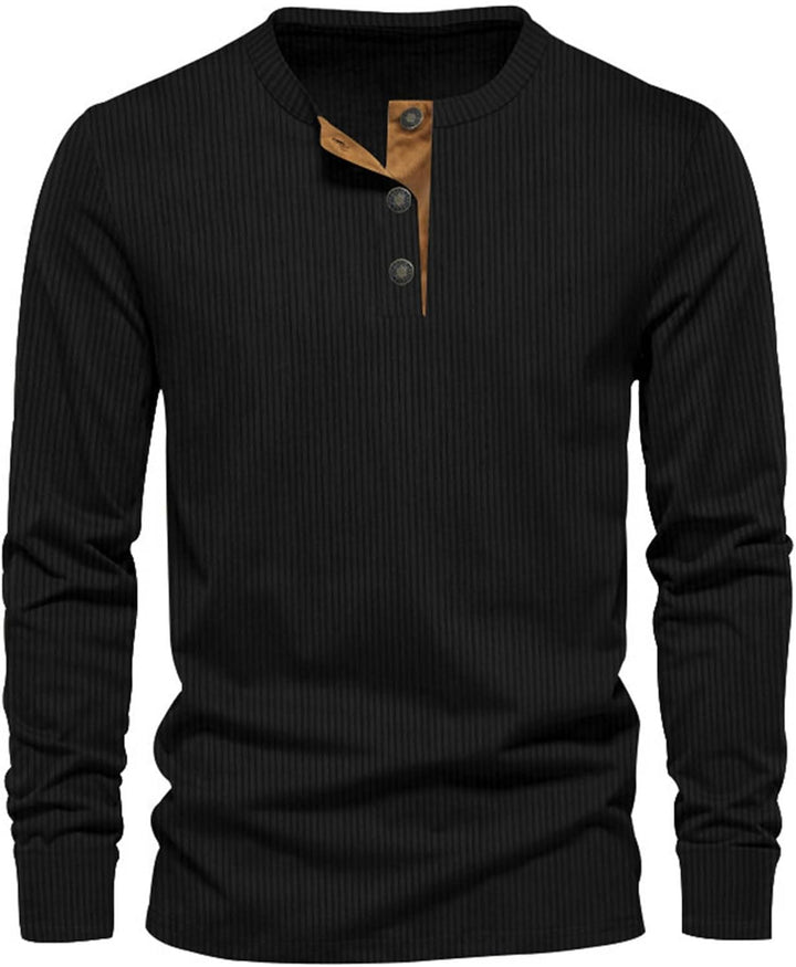 Nicolas | Henley Homme Manches Longues Bordeaux Côtelé