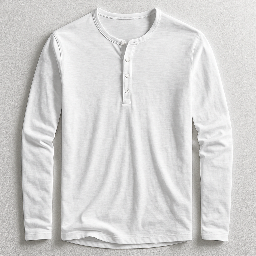 Nicolas | Henley Homme Marron Manches Longues Coupe Ample