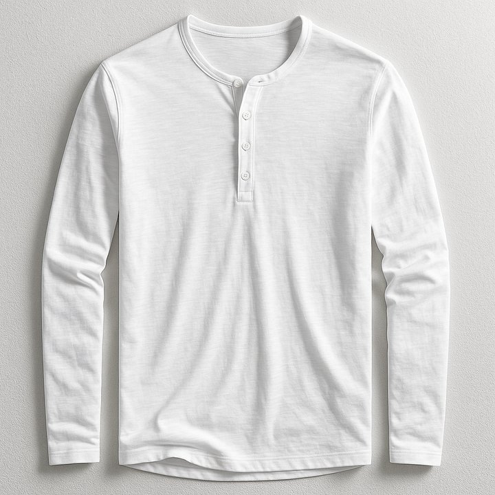 Nicolas | Henley Homme Marron Manches Longues Coupe Ample