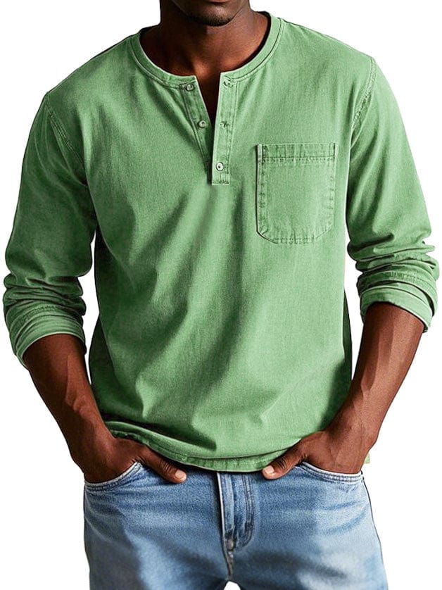 Nicolas | Henley manches longues homme poche poitrine