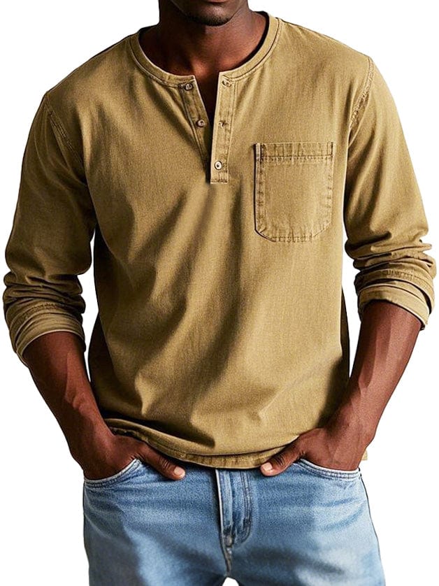 Nicolas | Henley manches longues homme poche poitrine