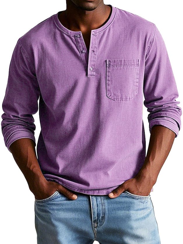 Nicolas | Henley manches longues homme poche poitrine