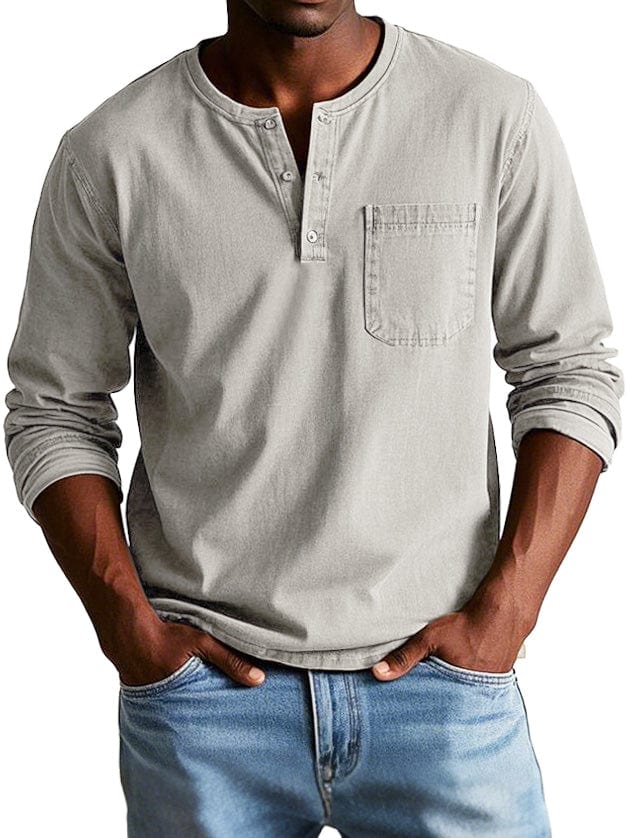 Nicolas | Henley manches longues homme poche poitrine