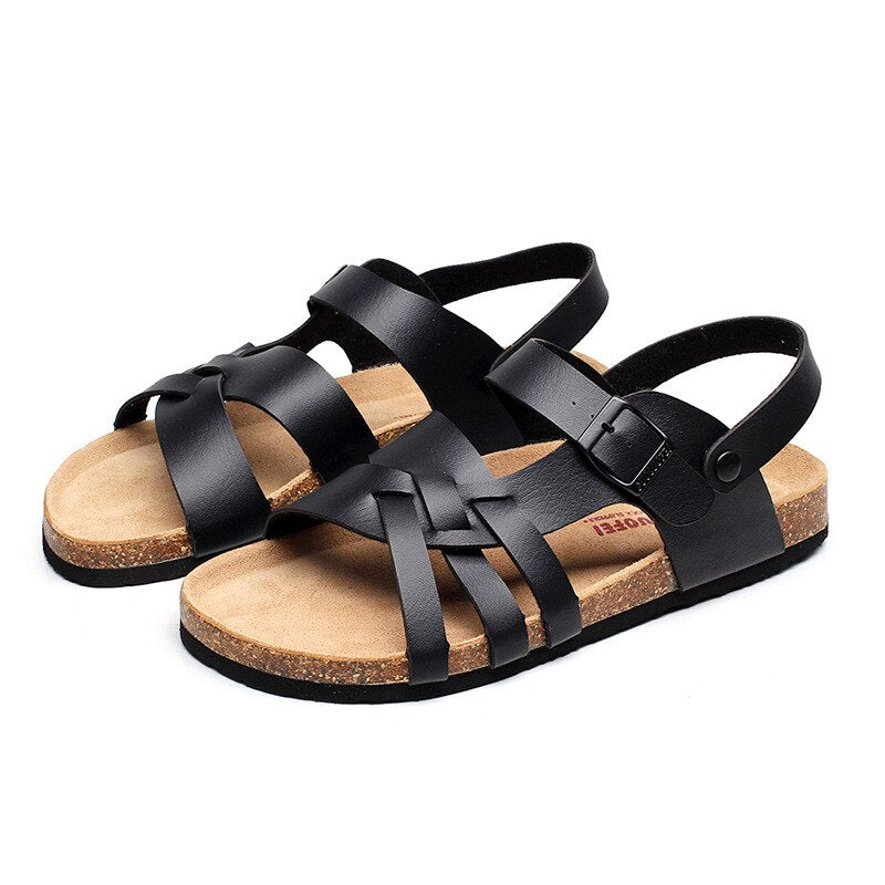 Noa | Sandales Femme Brides Bicolores Semelle Liège