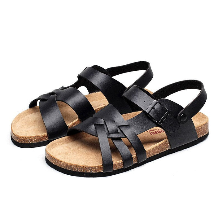 Noa | Sandales Femme Brides Bicolores Semelle Liège