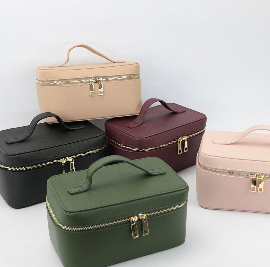 Noa | Trousse à Maquillage Noire Simili Cuir Zippée