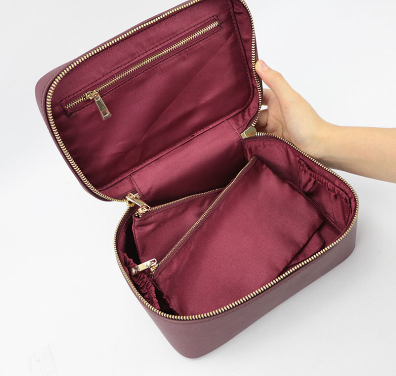 Noa | Trousse à Maquillage Noire Simili Cuir Zippée