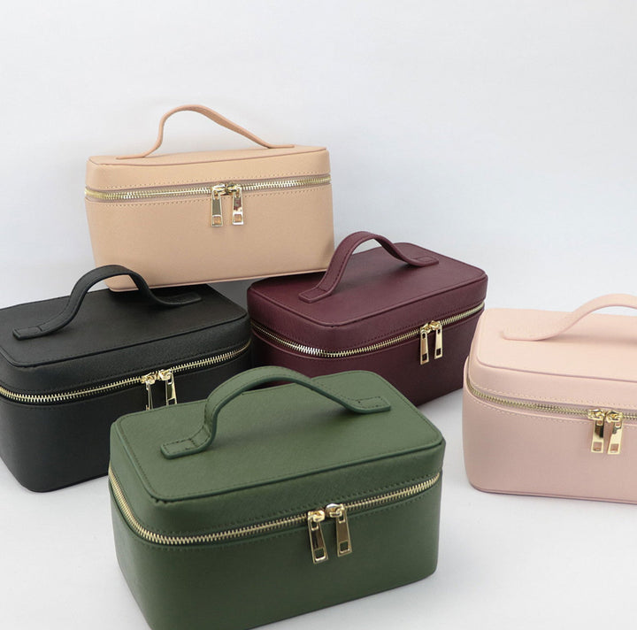 Noa | Trousse à Maquillage Noire Simili Cuir Zippée
