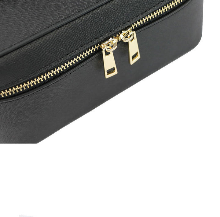 Noa | Trousse à Maquillage Noire Simili Cuir Zippée