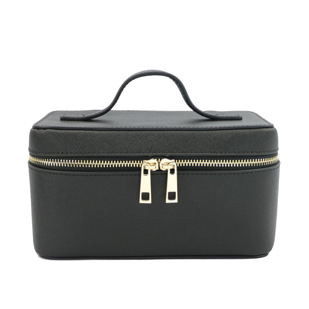 Noa | Trousse à Maquillage Noire Simili Cuir Zippée