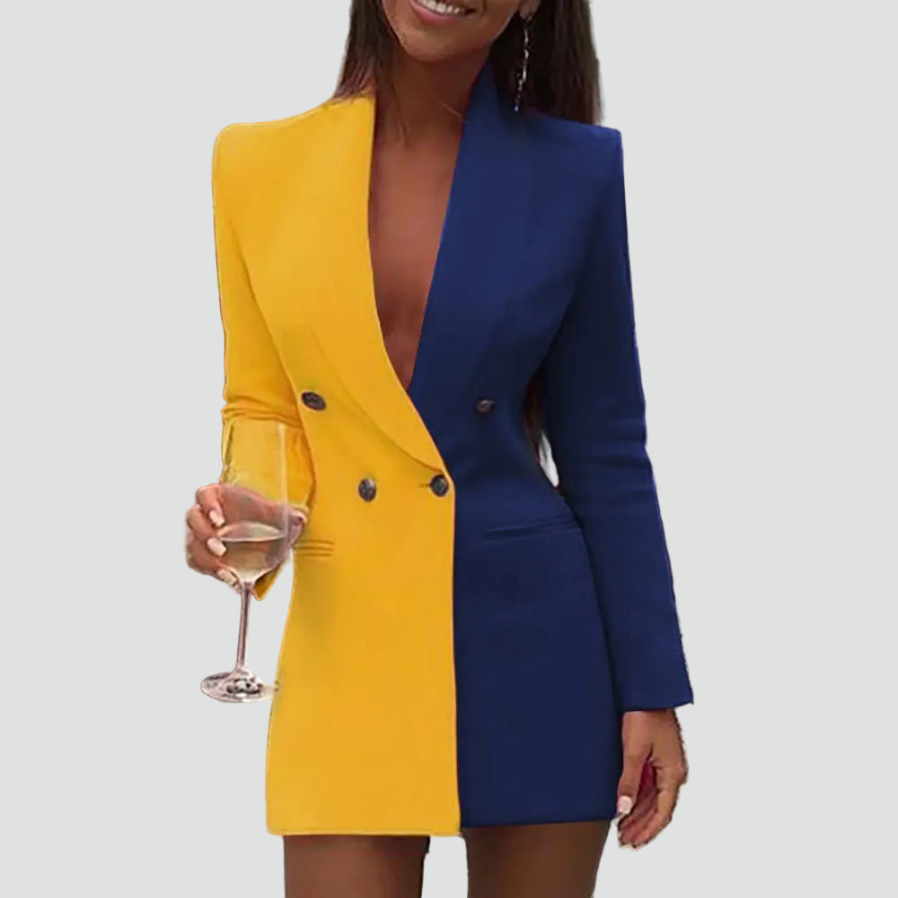 Noémie | Robe Blazer Femme Fuchsia Croisée Manches Longues