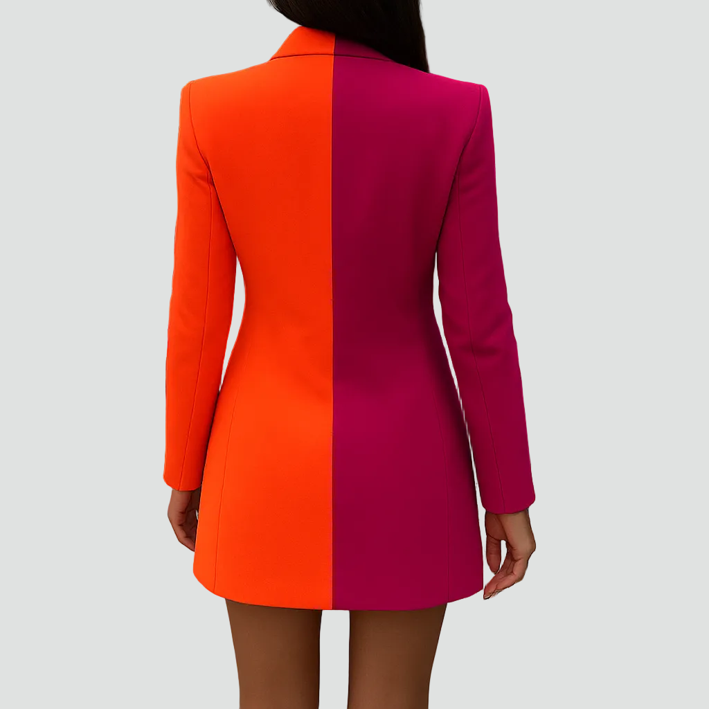Noémie | Robe Blazer Femme Fuchsia Croisée Manches Longues