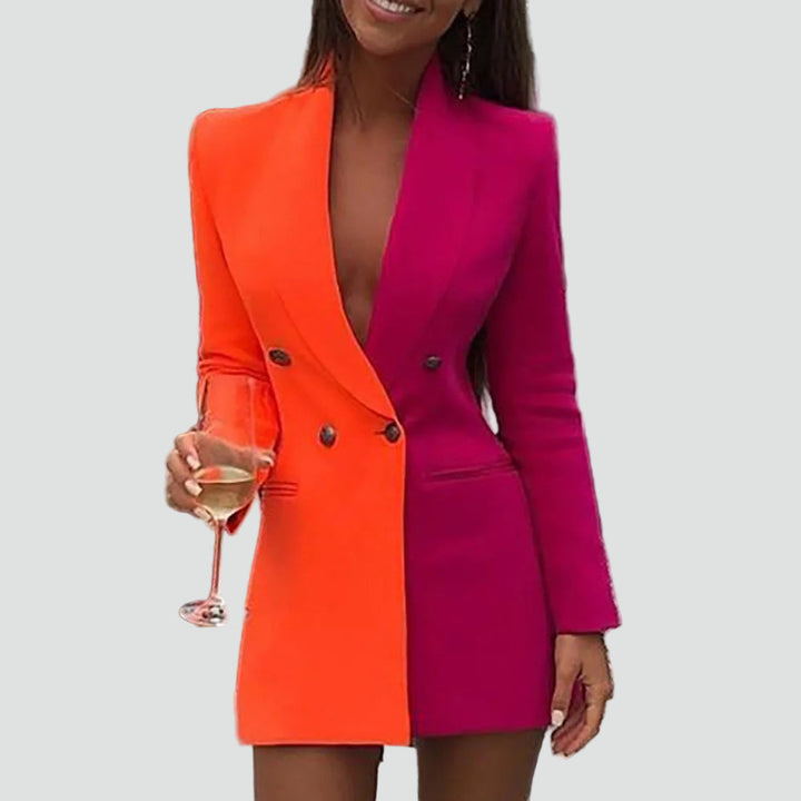 Noémie | Robe Blazer Femme Fuchsia Croisée Manches Longues