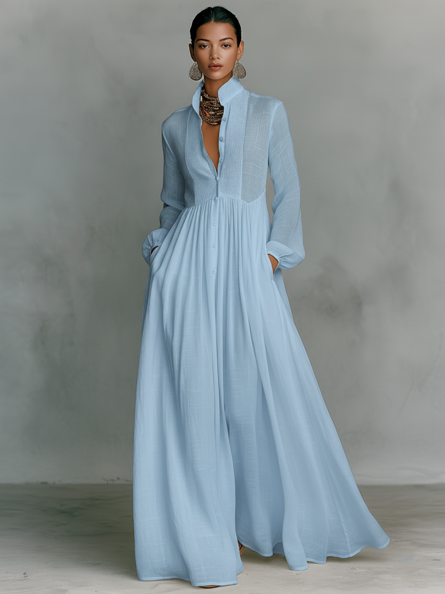 Noémie | Robe Femme Maxi Blanche Manches Longues