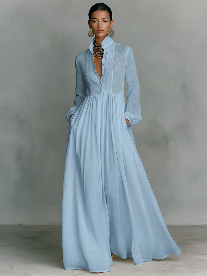 Noémie | Robe Femme Maxi Blanche Manches Longues