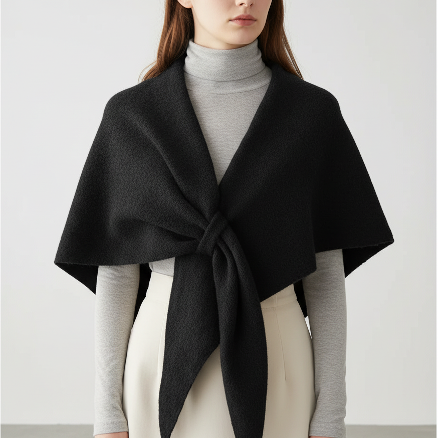Lucie | Étole Laine Noire Maille