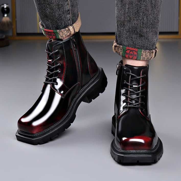 Quentin | Bottes Homme Cuir Verni Lacets Zip