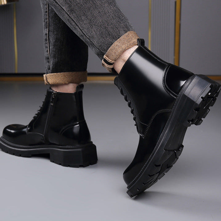 Quentin | Bottes Homme Cuir Verni Lacets Zip