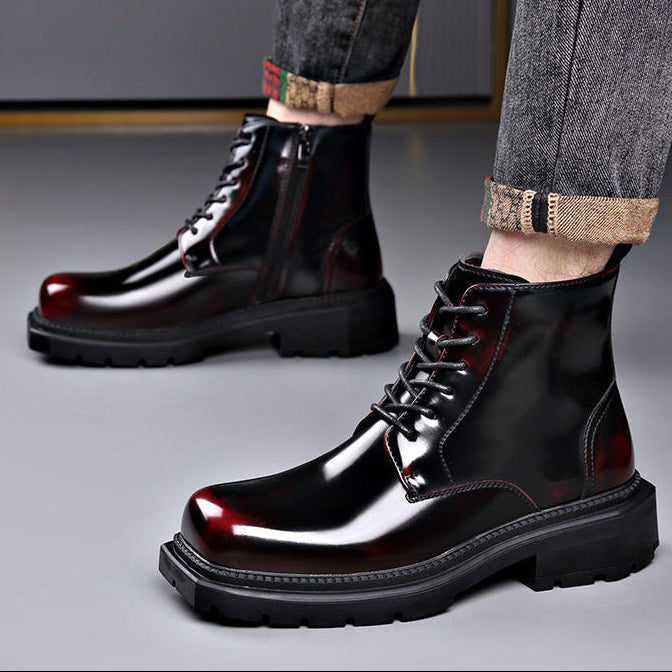 Quentin | Bottes Homme Cuir Verni Lacets Zip
