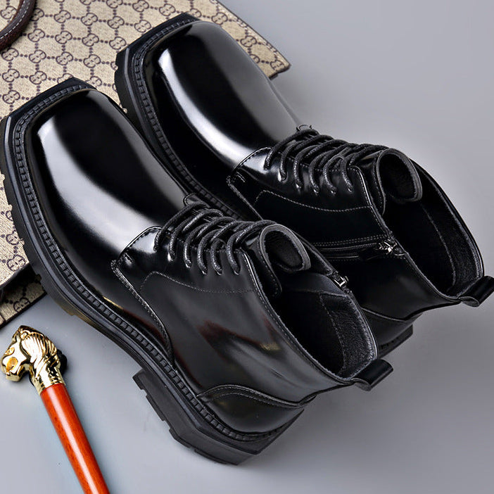 Quentin | Bottes Homme Cuir Verni Lacets Zip