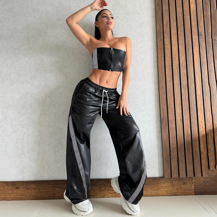 Charlie | Pantalon Jogging Fausse Fourrure Rayé