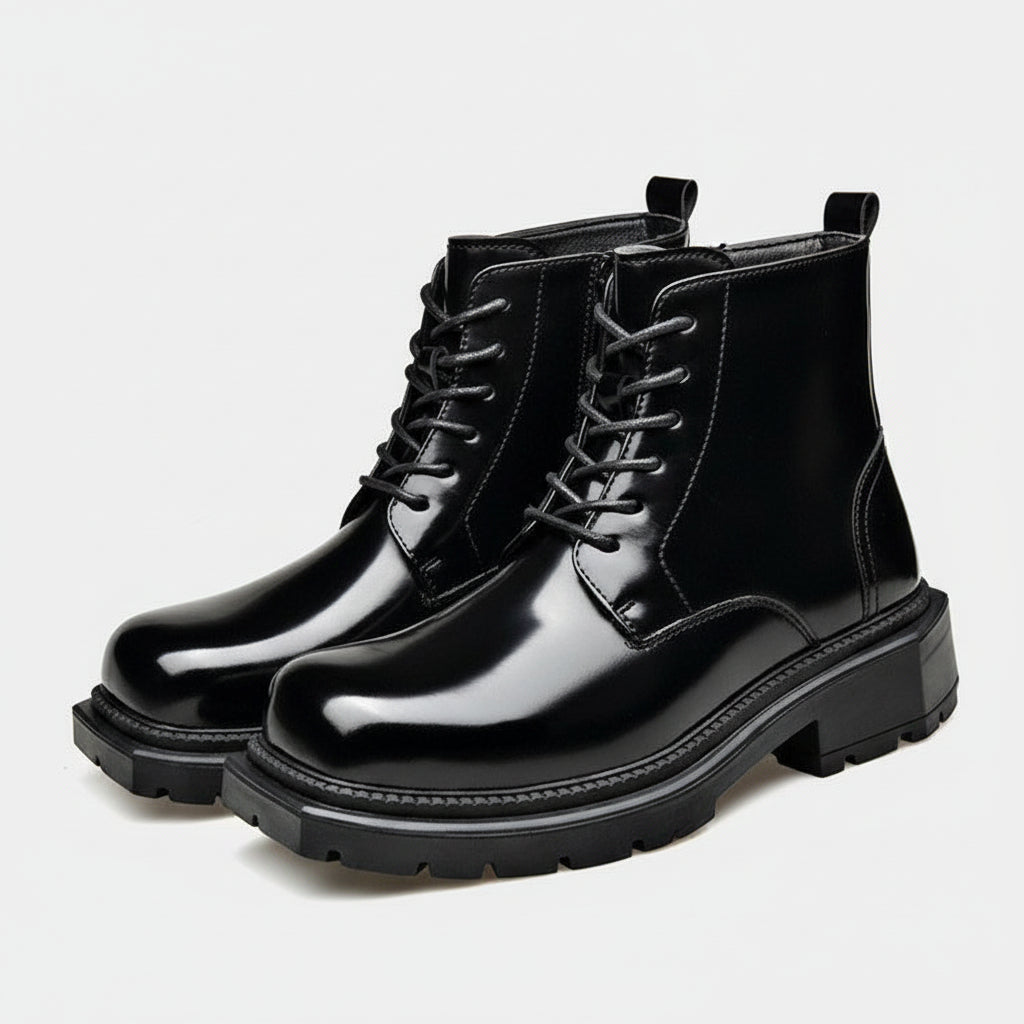 Quentin | Bottes Homme Cuir Verni Lacets Zip