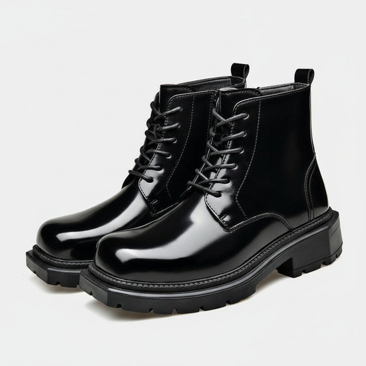 Quentin | Bottes Homme Cuir Verni Lacets Zip
